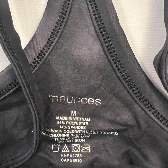M NEW Black Tie Dye Longline Bralette Bra Maurices Racerback Cotton Wire-free - Picture 5 of 8